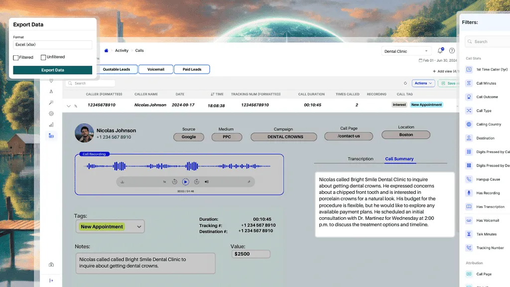 Call Activity View Highlight Call Summary