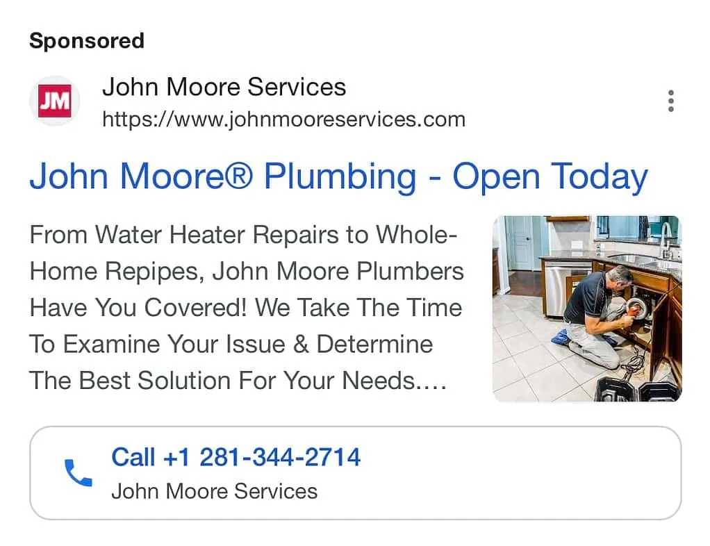 Google Call Extension example