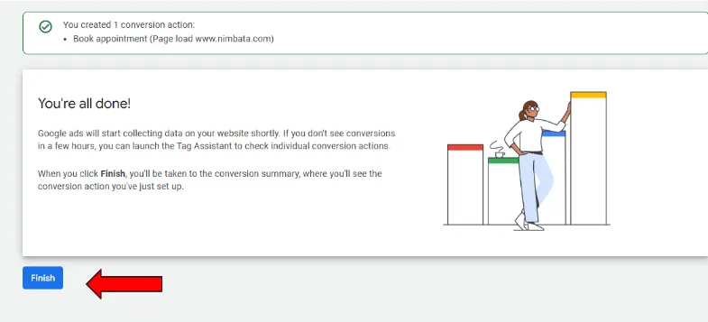 Google Ads conversion finishing page