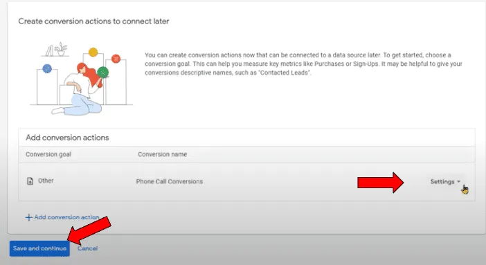Google Ads conversion tracking settings
