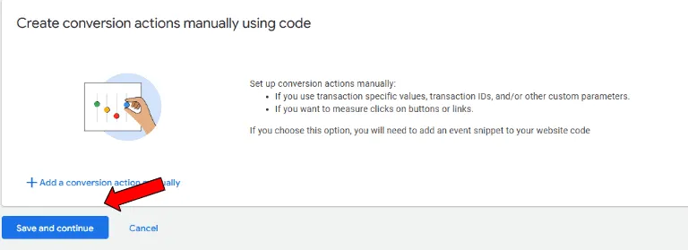 Google Ads conversion creation final screen
