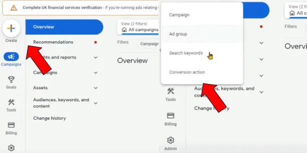 Google Ads conversion action creation