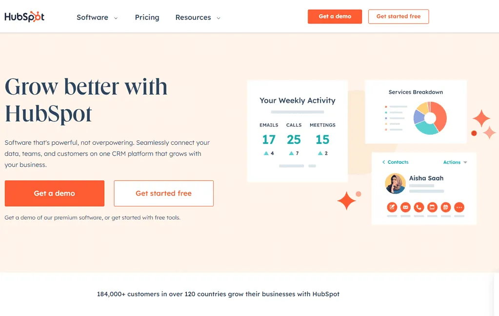 Hubspot website screenshot