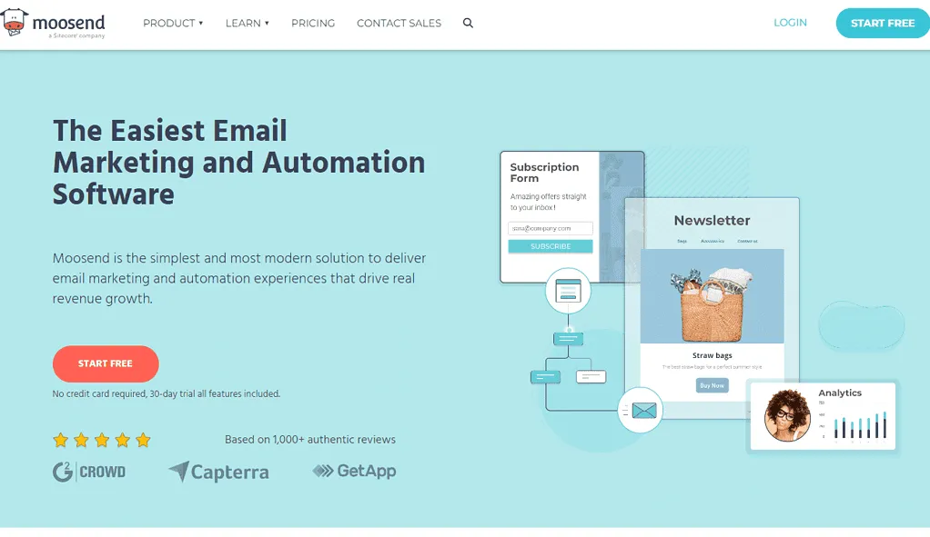 Moosend website screenshot
