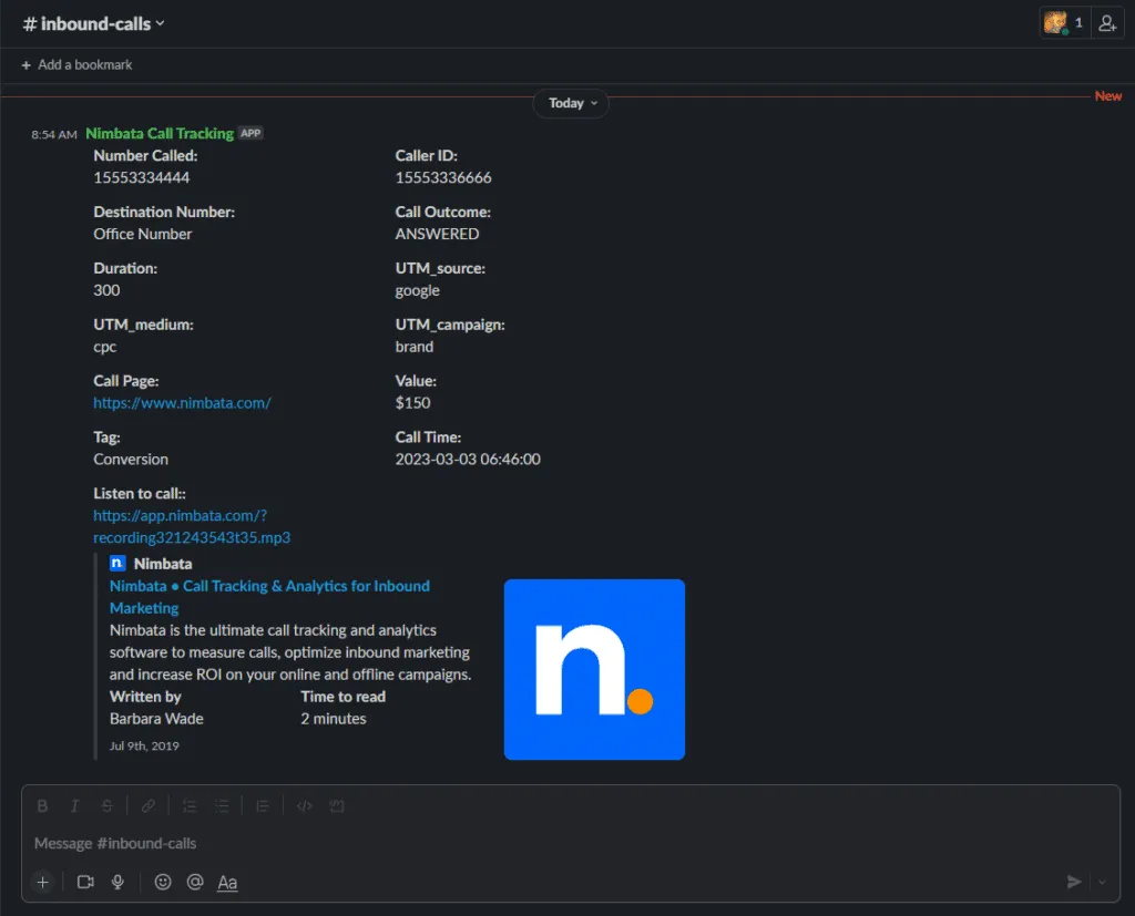 Nimbatra - Slack integration example