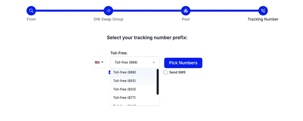 Step 1 of How to Buy a Toll free Number via a Call Tracking Tool