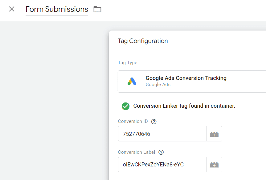 conversion ID and label from your Google ads account and add them