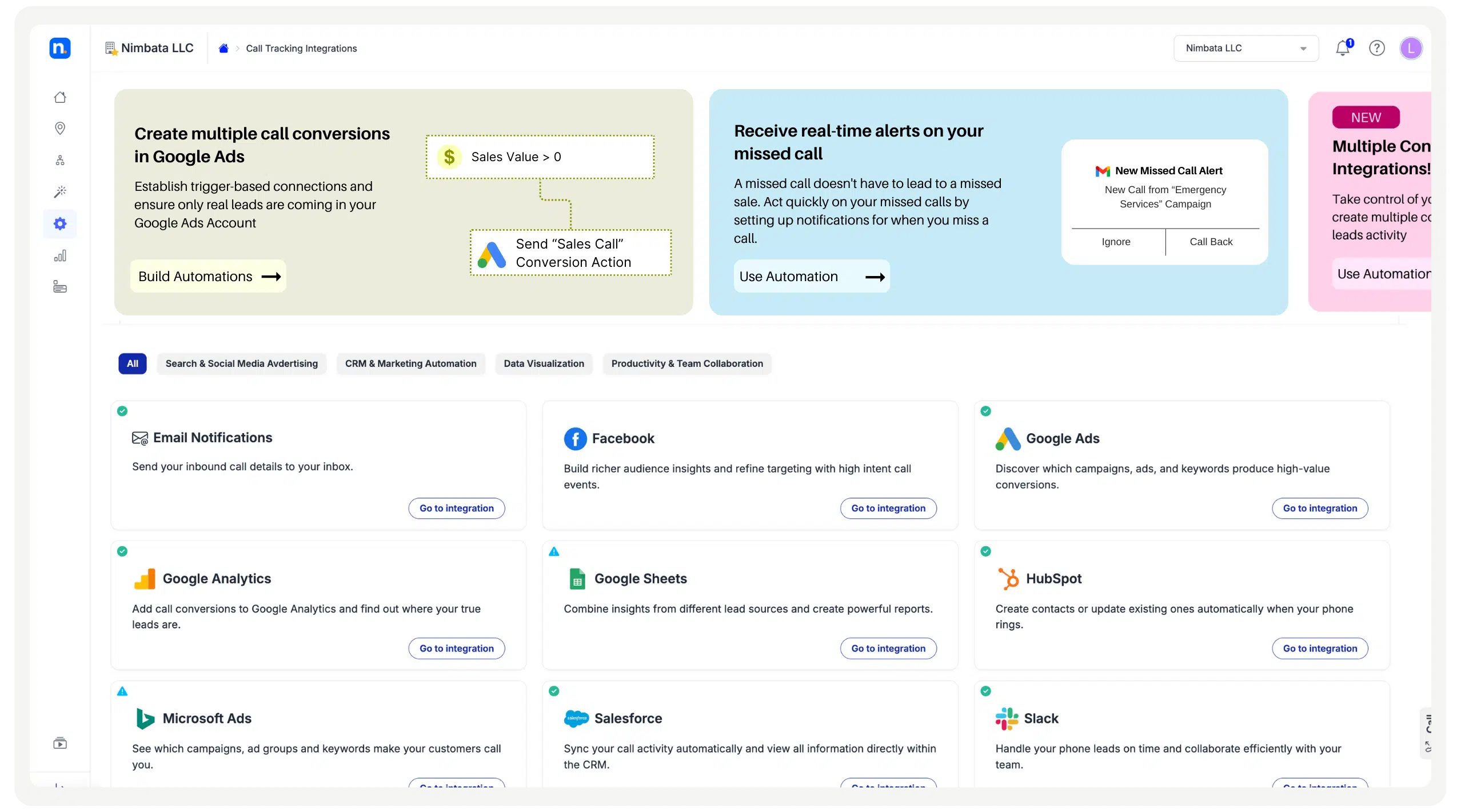 Screenshot 2024-05-02 at 11.56.30 AM Nimbata | Call tracking, as it's meant to be Next step Assign to Tracking Numbers 2556 x 1421 px 6