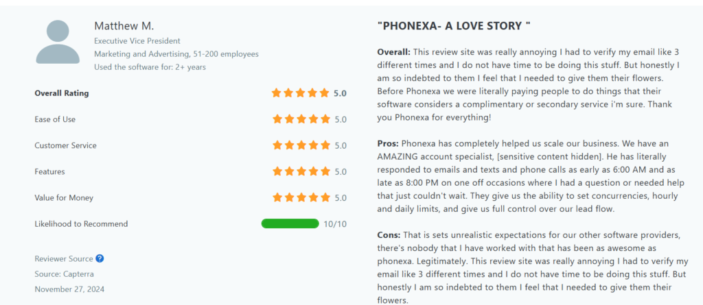 phonexa positive review