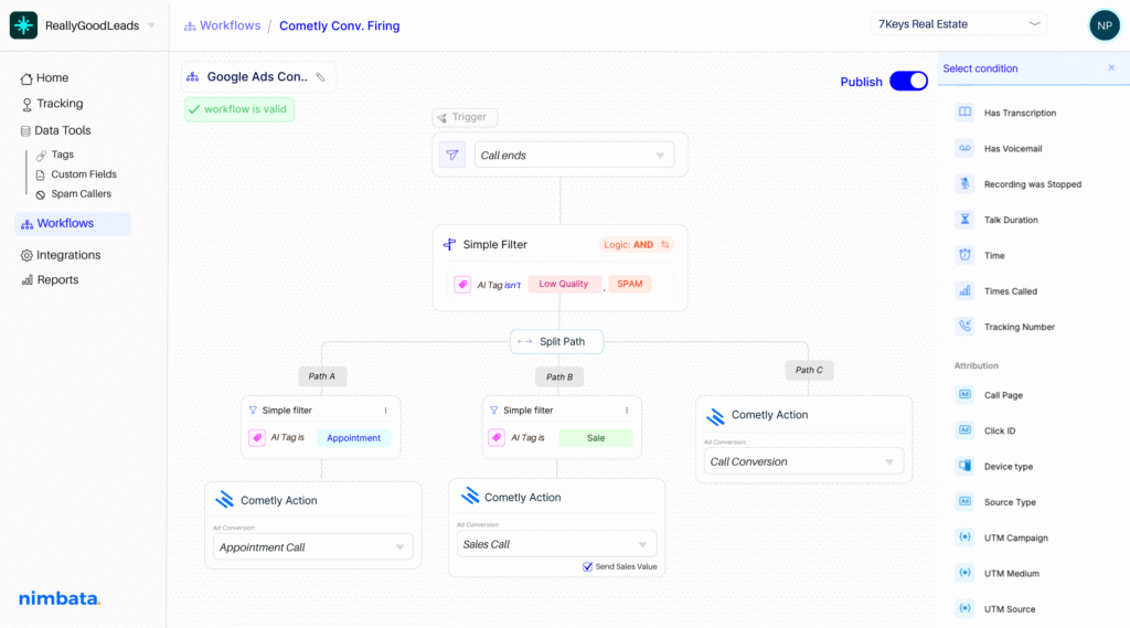 Nimbata integration workflow — automate post-call actions across your stack