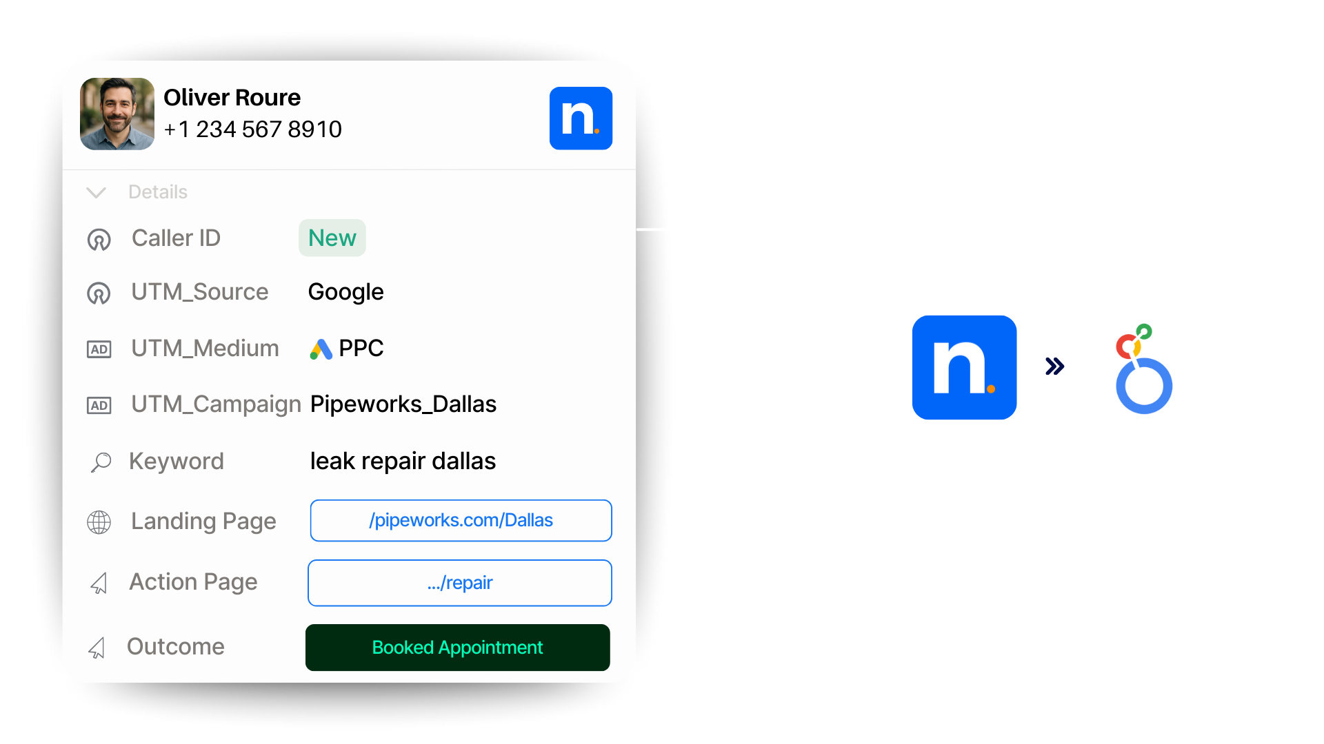 Looker Studio call tracking sync with Nimbata