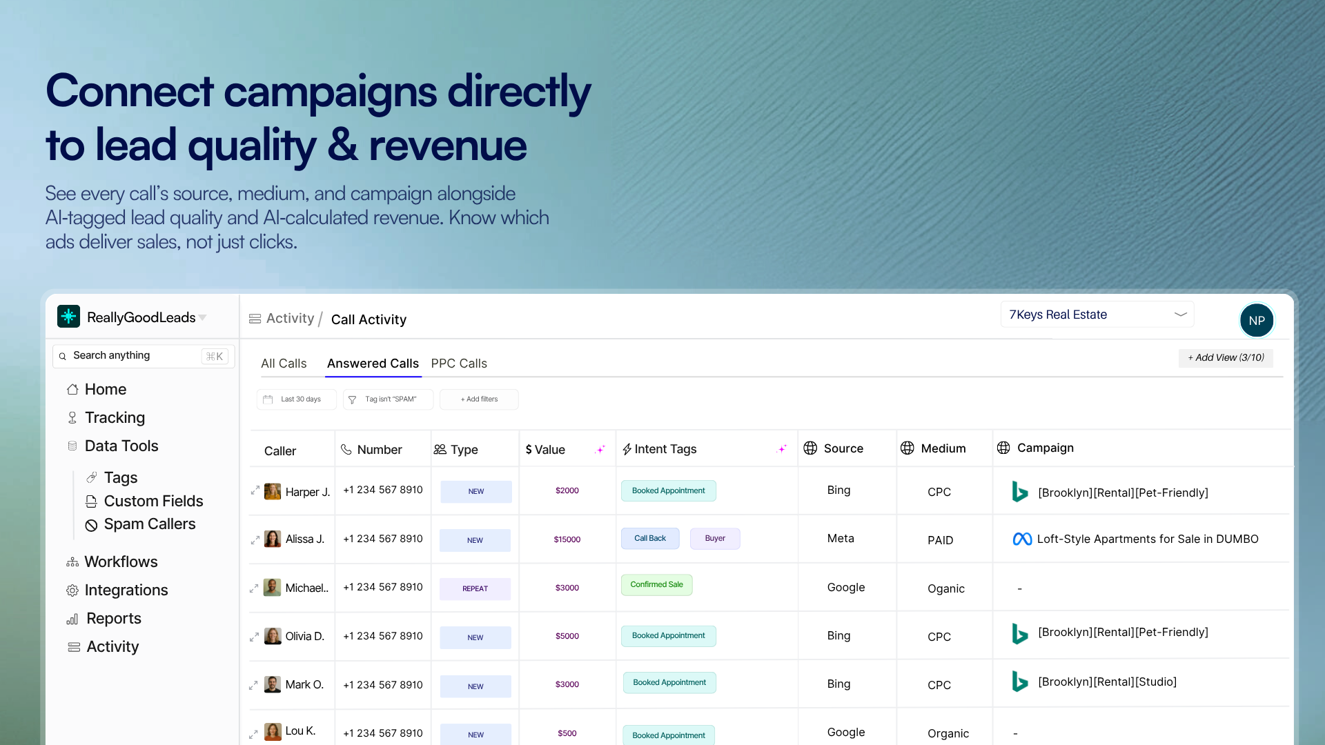 Attribute every call to the Microsoft Ads campaign that drove it along with AI insights.