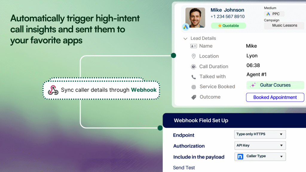 Webhook Integration- automatically send call data through webhook