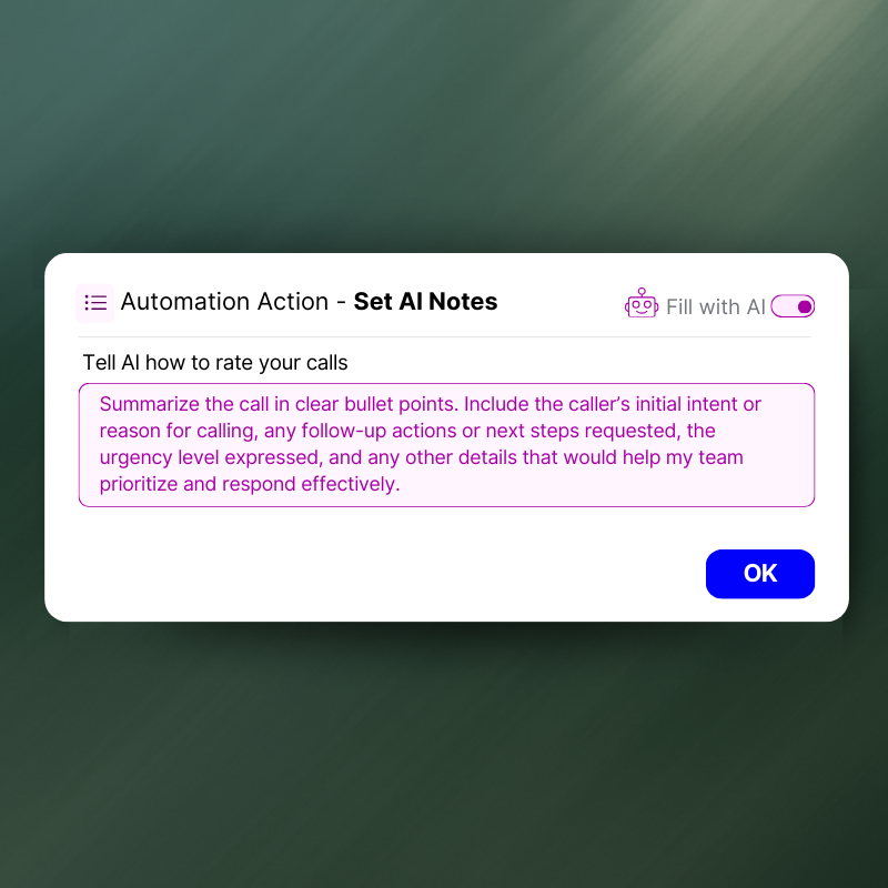 Let AI take the notes automatically and set your prompts to capture what matters most.