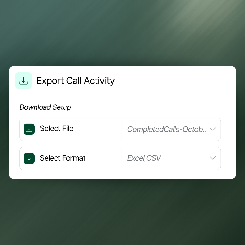 Get full dataset from call activity to Excel or CSV and analyze it your way.