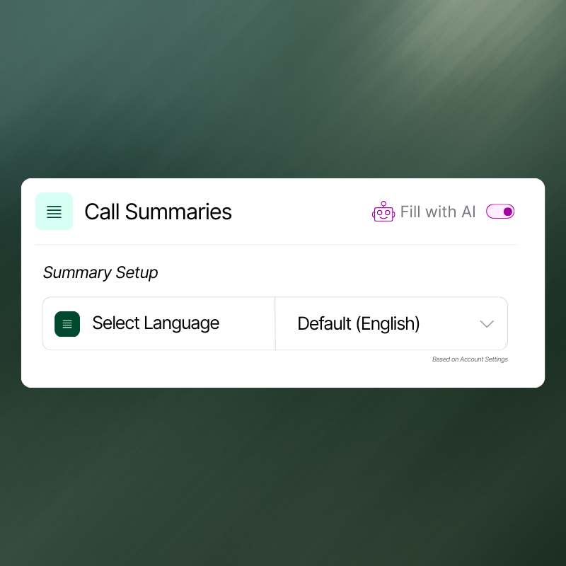Summary Setup- Select the language you prefer your summaries be delievered