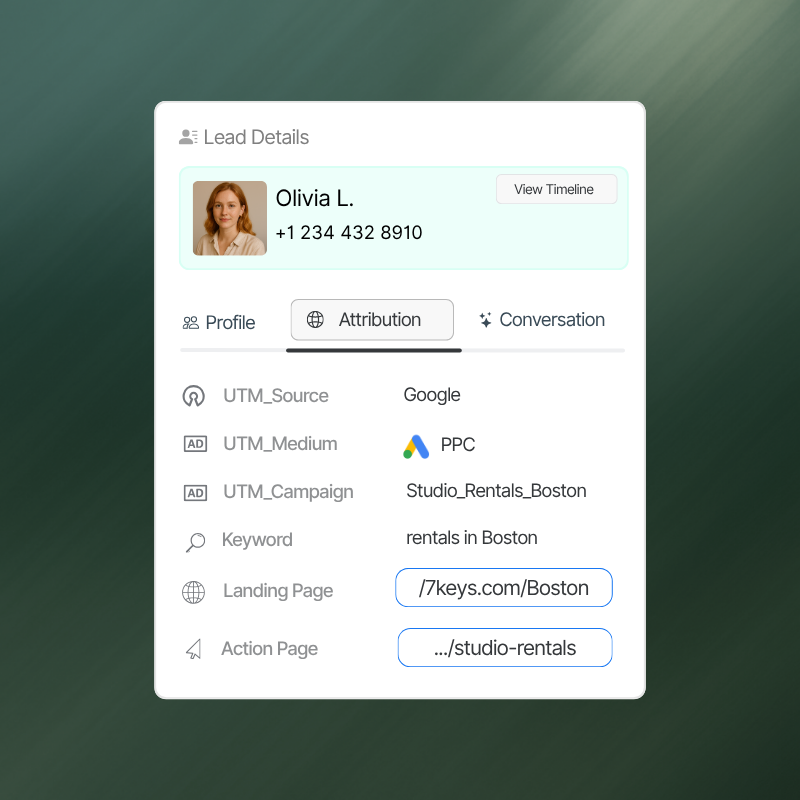 See leads details enhanched with custom url parameters.