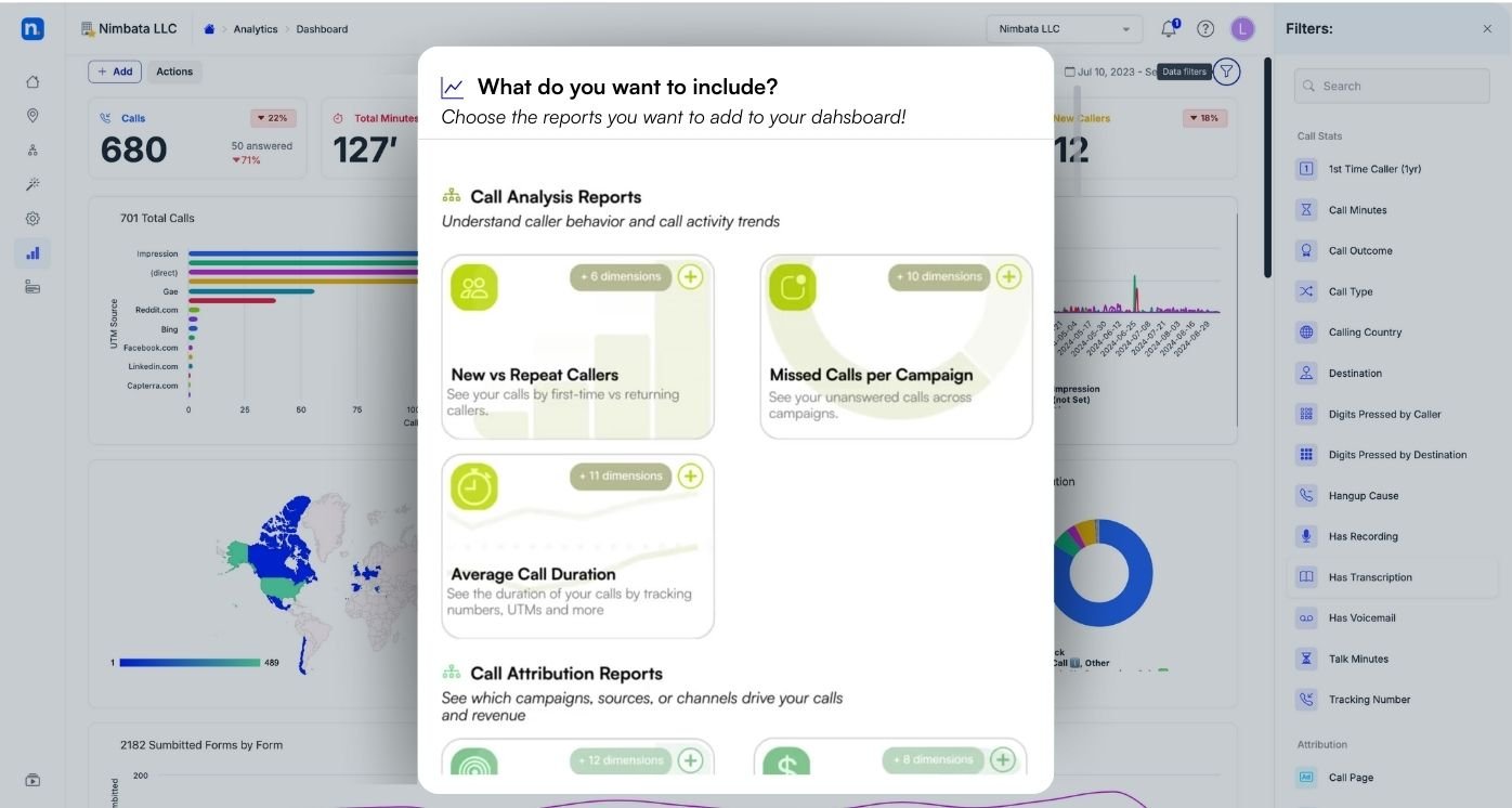 track revenue from generated calls nimbata reporting
