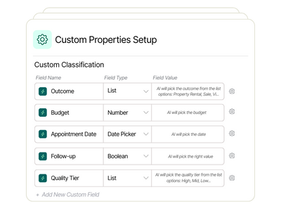 Custom properties setup — capture lead details based on your needs with customizable fields for enhanced call conversion tracking.