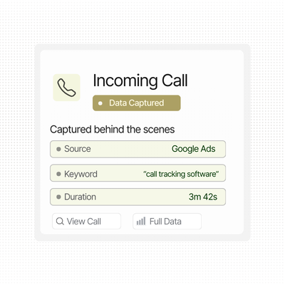 Incoming call card